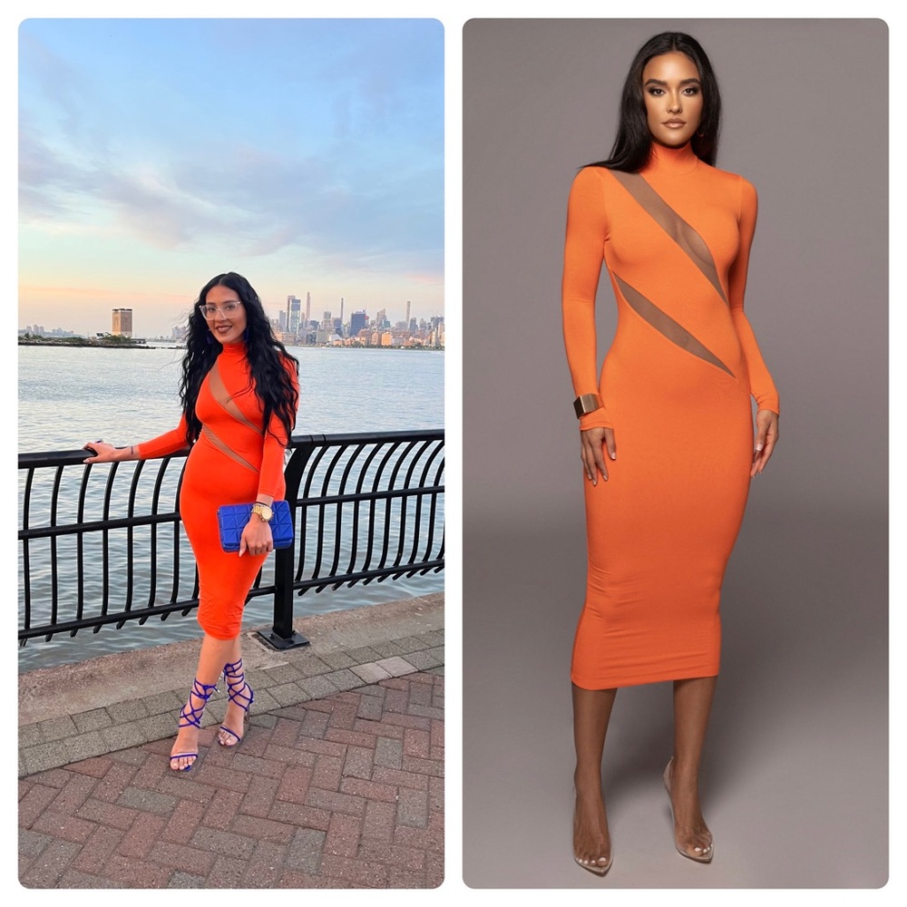 “Tangerine Abigail Midi Dress”
